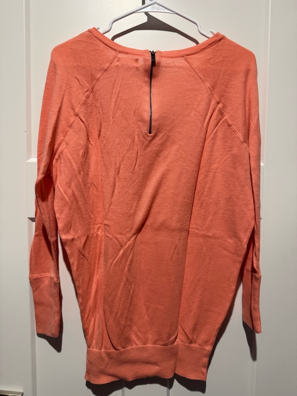 Coral Lightweight Knit Sweater with Zipper detail on back - Picture 2 of 3